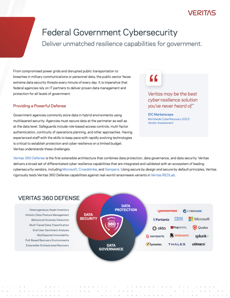 Federal Government Cybersecurity: Deliver Unmatched resilience capabilities for government