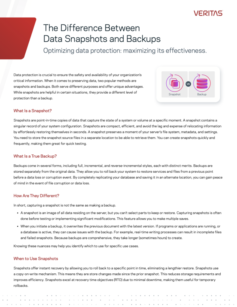 The Difference Between Data Snapshots and Backups - Optimizing data protection: maximizing its effectiveness.